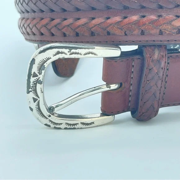 Vintage 1991 Brighton Leather Concho Braided Belt Men’s Women’s Unisex 42 - Picture 6 of 12